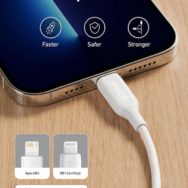 كابل أنكر باورلاين II USB-A مع لايتنينج - أبيض