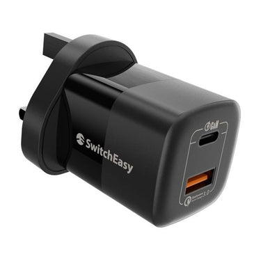 شاحن حائط SwitchEasy Power Buddy للشحن السريع بقوة 40 واط، 2 منفذ USB-C × 1، USB-A × 1، المملكة المتحدة