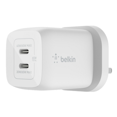 Belkin 65W Dual Usb-c GAN Wall Charger With PPS White