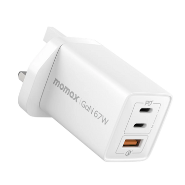 Momax OnePlug 67W 3 Port GAN Wall Charger - White