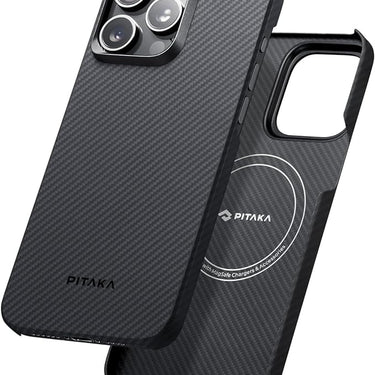 Pitaka Carbon MagEZ Case 3 for iPhone15 Pro 6.1 Black/Grey Twill 600D