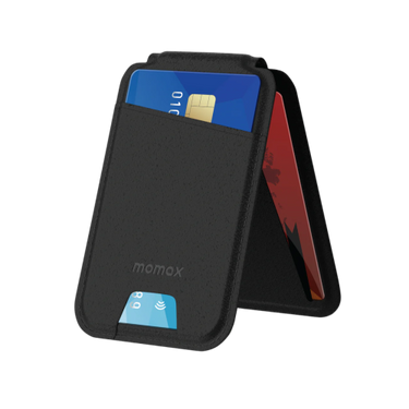 Momax 1-Wallet Magnetic Card Holder With Stand - Black