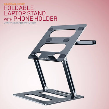 Moxedo Fodable Laptop Stand With Phone Holder- Silver